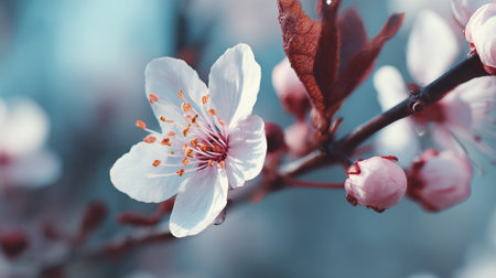 Delicate blossoms of cherry plum tree herald springtime beautyの素材