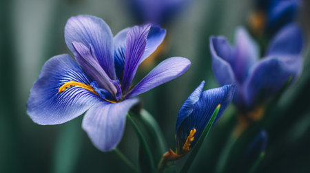Captivating Beauty: A Portrait of Elegant Purple Iris Blossomsの素材