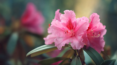 Captivating pink rhododendron blooms with delicate petals and subtle textureの素材
