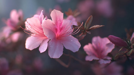 Delicate Pink Azalea Blossoms in Soft Light, Fresh Spring Beautyの素材