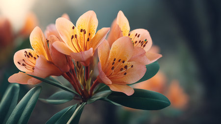 Delicate Peach Azalea Blooms with a Soft, Dreamy Filterの素材