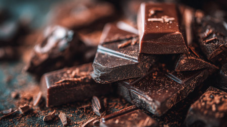 Delicious dark morsels: A rich and decadent chocolate pile awaits.の素材