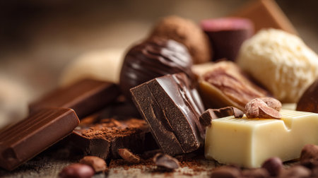 Indulge in the Decadence: A Tempting Array of Assorted Chocolates and Cocoa.の素材