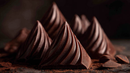 chocolate truffles on a dark rustic background. macroの素材