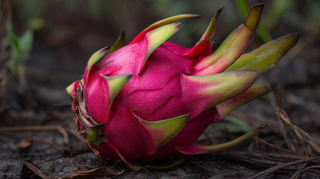 Exotic Dragon Fruit Resting on a Natural Surface for Culinary Inspirationの素材