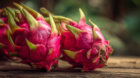 Exotic Dragon Fruit Still Life with Vibrant Colors and Textural Detailの素材