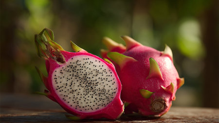 Exotic Dragon Fruit Still Life: Vibrant Colors and Tropical Delightsの素材