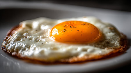 Perfectly Fried Egg with a Bright Yolk and Seasoning on Topの素材