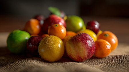 Variety of fresh fruit including apples, lemons, grapefruits and oranges.の素材
