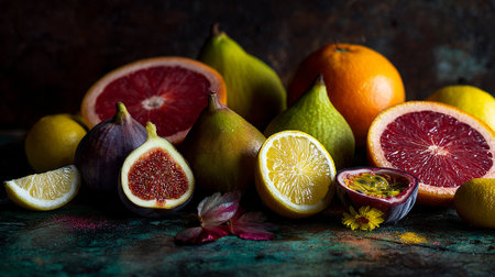 Variety of citrus fruit including lemons, lines, grapefruits and oranges.の素材