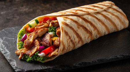 Doner kebab - grilled meat, vegetables and pita breadの素材