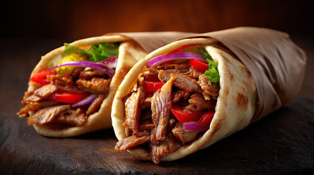 Doner kebab - grilled meat in pita bread.の素材