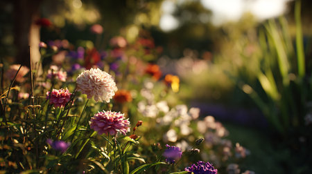 A Floral Symphony: Capturing the Beauty of a Vibrant Garden Sceneの素材