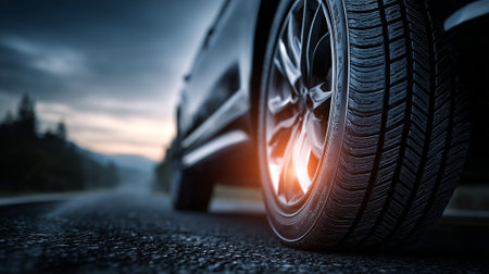 Car on the road. Mixed media. Mixed media. Mixed mediaの素材