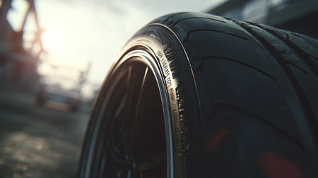 Tire wheel of car close-up. Automotive industry.の素材