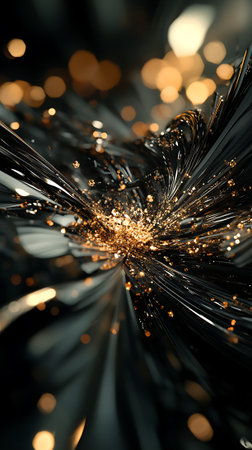 3d rendering of abstract background with golden glittering particles in itの素材
