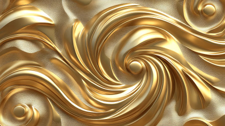 Golden wavy background. 3d rendering, 3d illustration.の素材