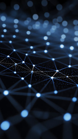 3D rendering of abstract technology digital background with connecting dots and linesの素材