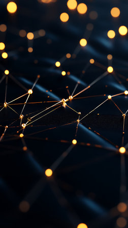 Abstract technology background. Network connection structure with glowing dots and lines.の素材