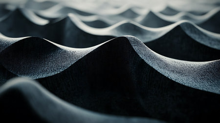 abstract background of black and white silk fabric with waves and foldsの素材