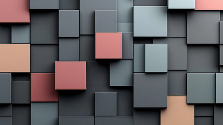 abstract 3d rendering of geometric shapes in black and grey colorsの素材