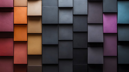 Colorful tile wall texture background. 3d rendering, 3d illustration.の素材