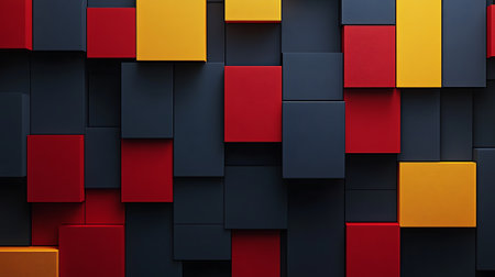 Abstract background of black, red and yellow cubes. 3d renderの素材