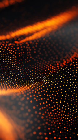 3d rendering of abstract wave particles with depth of field and bokeh effect. Science fiction background of glowing particles with depth of field and bokeh.の素材