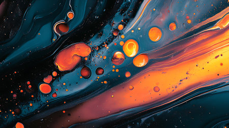 Beautiful abstract art of Ebru marbling painting techniques on water with paintsの素材