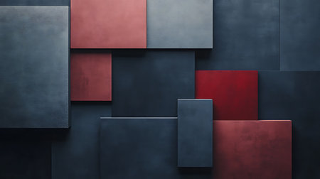 Abstract geometric background with red and black cubes. 3d render illustrationの素材