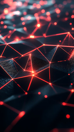 Abstract polygonal space low poly dark background with connecting dots and lines. Connection structure. 3d renderingの素材