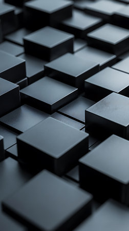 Abstract black cubes background. 3d render illustration. Square shape.の素材