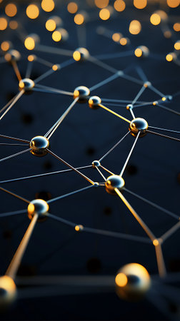 Abstract 3d rendering of network connection. Futuristic background with lines and dots.の素材