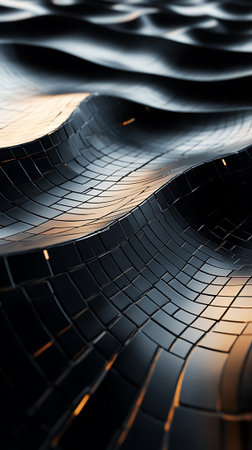 Abstract 3d rendering of wavy surface. Futuristic background.の素材