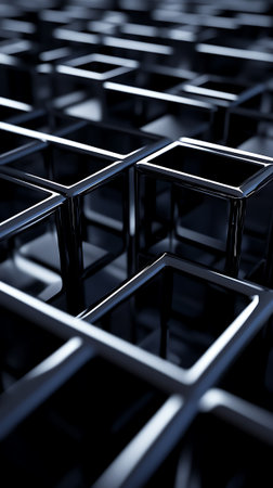 3d illustration of metal cubes in a row. Abstract background.の素材