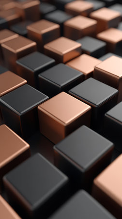 Abstract background made of black and brown cubes. 3d render illustrationの素材