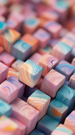 Colorful handmade soap bars, close-up, selective focus.の素材