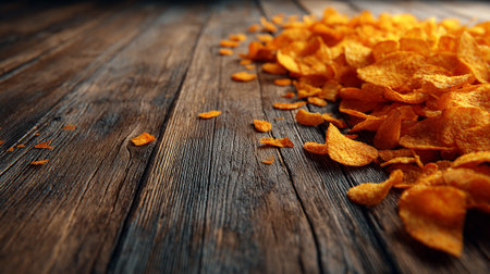 Crispy cornflakes on a wooden background. Selective focus.の素材