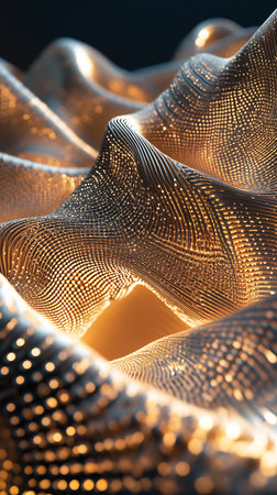 3d rendering of abstract digital waves with depth of field and bokeh effectの素材
