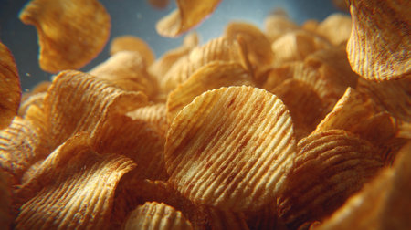 Crispy potato chips. Close-up. Selective focus.の素材