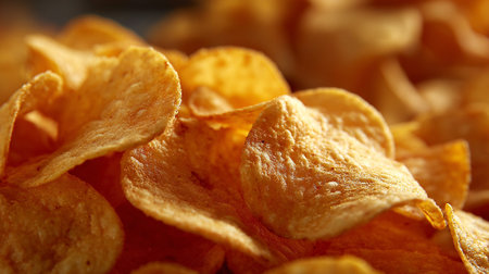 Crispy potato chips, close-up, shallow depth of fieldの素材