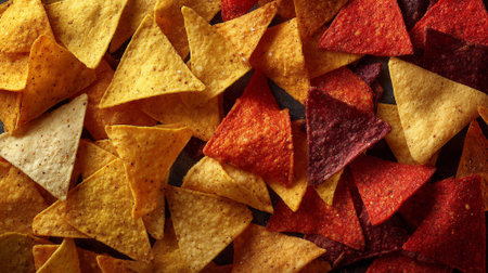 Mexican nachos chips background. Top view. Copy space.の素材
