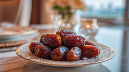 Delicious Dates Platter: A Taste of Middle Eastern Tradition and Sweetnessの素材