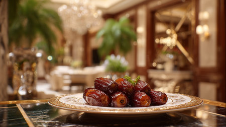 Medjool Dates Delight: A Luxurious Presentation in an Elegant Settingの素材