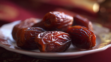 Tempting Medjool Dates Displayed Artistically On A Plate for Consumptionの素材