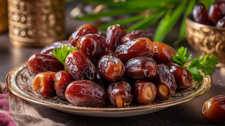 Delicious Dates Still Life: A Tempting Plateful of Sweetness and Traditionの素材