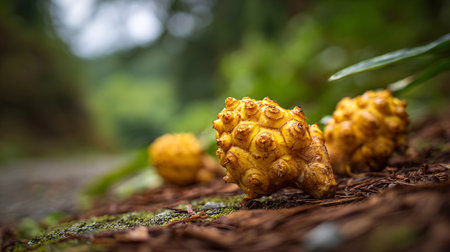 Noni Fruits in the Forest: A Glimpse into Nature's Bountiful Harvestの素材