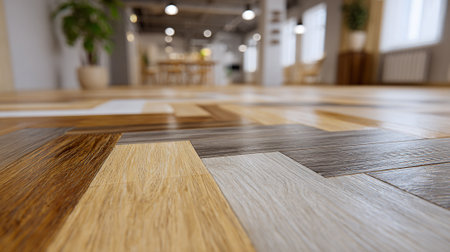 Interior of a modern office with wooden parquet flooring.の素材