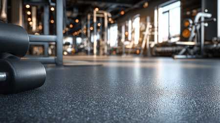 Dumbbells on a gym floor. 3d rendering.の素材
