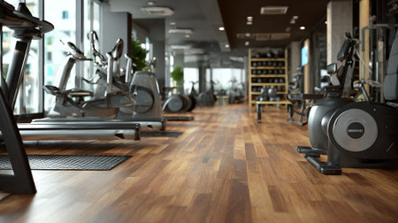 Interior of a fitness hall with equipment. 3d rendering.の素材